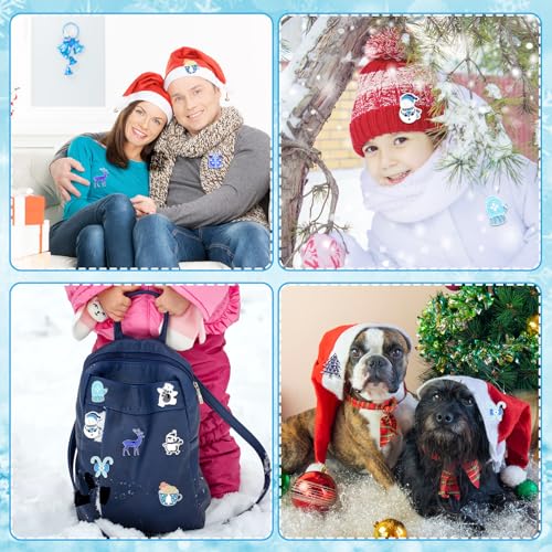 SANNIX Winter Pins, 15Pcs Christmas Enamel Lapel Pins Xmas Blue Winter Brooches Assorted Snowflake Snowman Badge Pin for Holiday Clothes Bags Hats Accessories - style: Winter Pin