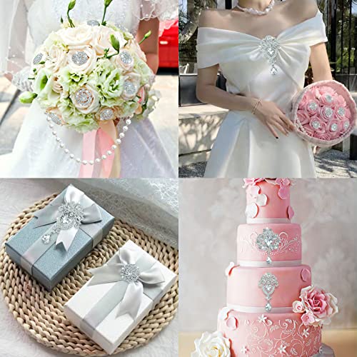 Yhsheen Rhinestone Brooches Crystal Brooch Pins, Pearl Crystal Wedding Bouquet kit Set (Silver-14pcs)… - color: Silver-14pcs