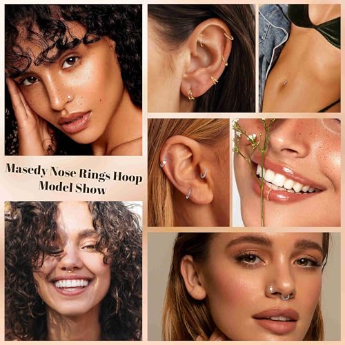 4PCS 18G 20G Surgical Steel Nose Ring Hoop for Women Men Hinged Double Nose Hoop CZ Opal Clicker Septum Nose Hoops Cartilage Conch Tragus Rook Ring Lip Daith Piercing Jewelry Gold Silver 7-9MM - color: Silver, size: 18G-9mm (Relatively Big)