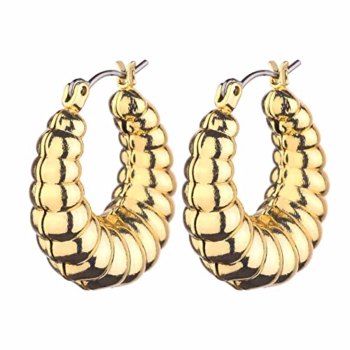 Wgoud 6 Pairs Chunky Gold Hoop Earrings for Women, 14K Gold Plated Hoop Earrings Hypoallergenic, Thick Lightweight Twisted Huggie Hoops Earring Set for Women’s Jewelry GIfts - color: 6 Gold Chunky Hoops