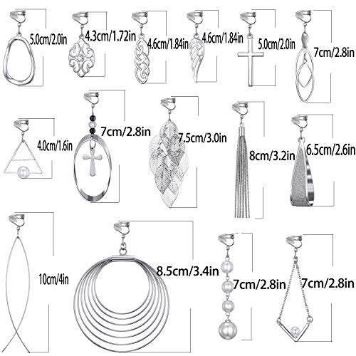 15 Pairs Wholesale Clip on Earrings for Women Trendy,Lightweight Clipon Earrings for Women in Silver Tone - style: #2-Silver earrings