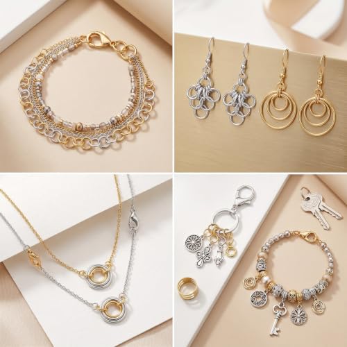 1200 Pcs Jump Rings for Jewelry Making, Open Jump Rings with Pliers, Tweezer and Lobster Clasps for Necklace Repair and Bracelet Making (Silver and Gold) - color: Silver and Gold