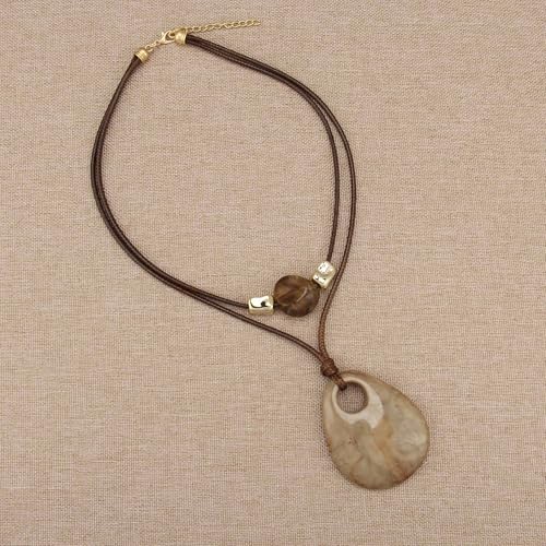 Bohemian Necklaces for Women Long Leather Necklace with Large Pendant Chunky Boho Hippie Jewelry Pendant Chocker Necklace - style: Bohemian Chunky Necklace