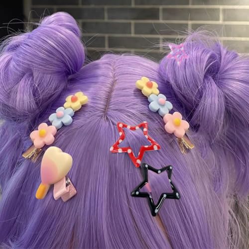 Star Hair Clips Snap Hair Barrettes Non Slip Star Hair Accessories Black Red White Metal Hair Clips for Girls Women -15 PCS 1.18" - color: 15 P -1.18"-Black,Red,White