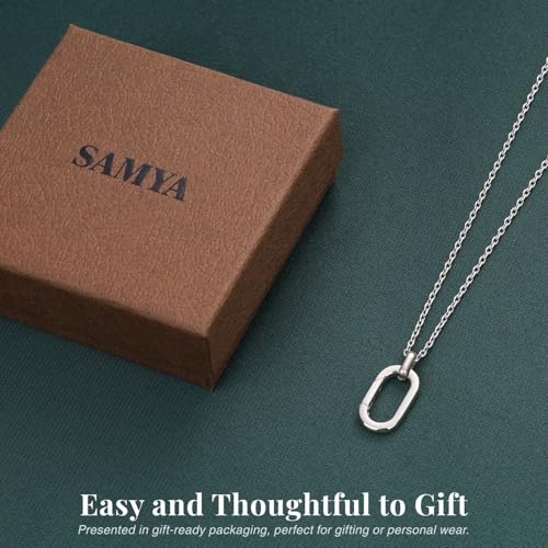 SAMYA Stainless Steel Necklace for Women | Minimalist Oval Clasp Necklace and Paperclip Chain Necklace, Modern Gold Silver Tone Necklace - color: Silver