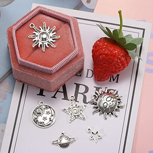 100g Mixed Antique Silver Sun Star Moon Charms Pendants DIY Bracelets Necklace Jewelry Making Craft Wholesale (A469)