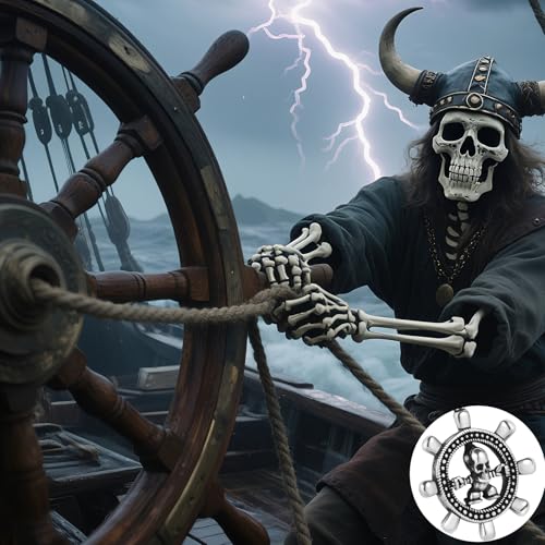 Stainless Steel Gothic Y2K Punk Rock Emo Biker Pendant Necklace | Cosplay Vintage Viking Alt Edgy Fashion Charm Necklace Jewelry for Men Women Active Daily Wear - style: Rudder Skull