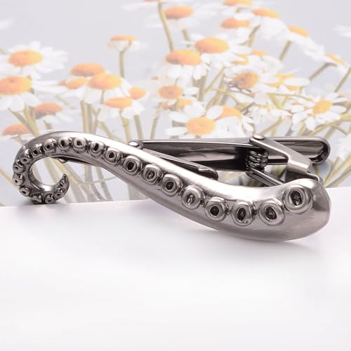 Yoursfs Novelty Marine Animals Tie Clip for Men Shark Whale Unique Cool Personalized Business Tie Bar Pin Jewelry for Valentine's Day Gifts - style: Octopus tentacles