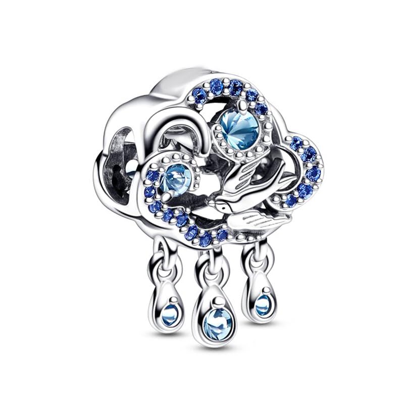 9 Pack Silver Spacer Beads Charms fit Bracelet, Heart Beads DIY Jewelry Gifts Women - color: D6