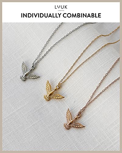 LUUK LIFESTYLE Stainless steel necklace with pendant and HAPPINESS card, 20” adjustable length, lucky charm, friendship chain, Valentine's Day gift, birthday, women's jewelry, silver, gold, rosegold - color: Silver, size: Eagle