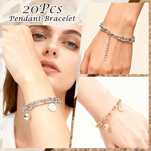Sumalon 20 Pcs 18K Gold Plated Bracelet Chain Kit, Paperclip Alloy Link Fit Clip with Lock, Bracelet Charm for Women DIY Jewelry Making (Gold and Silver) - color: Gold and Silver
