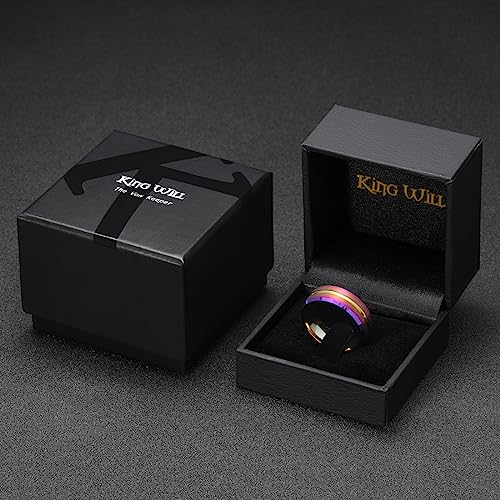King Will Mens 8mm Cross Groove Tungsten Carbide Wedding Ring | Rose Gold, 8mm, Grooved, Comfort Fit, Cross design, Everyday Wear - color: Rainbow 8mm