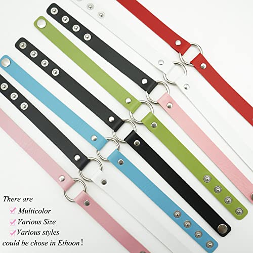 ETHOON Adjustable Leather Choker Collar Soft PU Circle Punk Choker Necklace for Women - color: Laser Pink