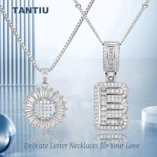 14K Gold Plated Alphabet Necklace Cubic Zirconia Letter Pendant, Personalized Name Jewelry Gift for Women, Customizable A-Z, Birthday/Mothers Day Gifts for Womens - color: White Gold, style: Style-E