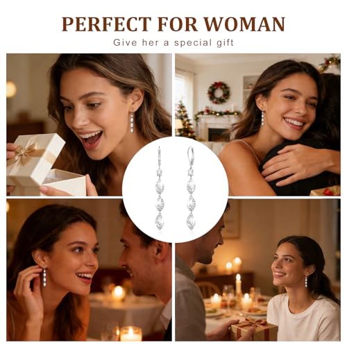 Sonateomber Gold Silver Pearl Rhinestone Dangle Earrings for Women, Elegant CZ Leaf Butterfly Bridal Earings Prom Wedding Fashion Jewelry Gift - color: Teardrop Silver