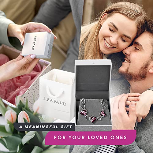 Leafael Infinity Love Heart Gift Bracelet for Women, Birthstone or Healing Stone Crystal, Silver Tone Birthday Jewelry for Her, Mom, and Wife, 7-inch Chain and 2-inch Extender - color: 02a-February-Amethyst Dark Pink