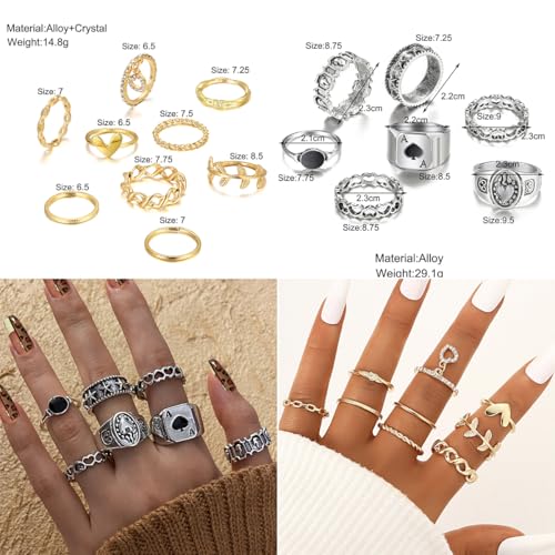 73 Pcs Gold Jewelry Set with 6Pcs Layered Necklace, 11 Pcs anklet and 7Pcs Earring Ear Cuff,12Hoop Earrings ,15pcs Rings,21pcs stud earrings Jewerly set for Women Pack for Friendship Party Gift - style: AAA-GD+SL