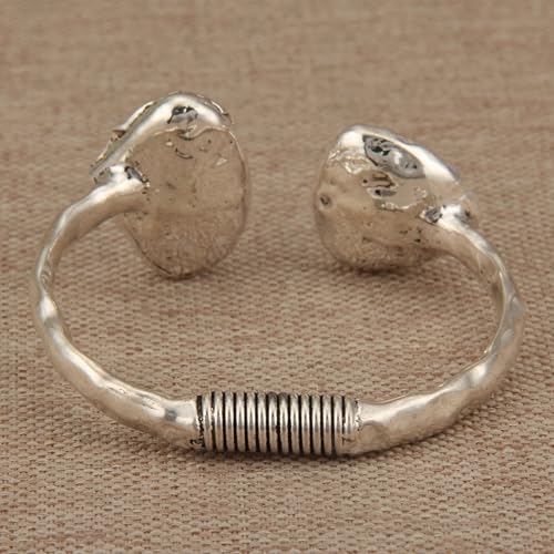 GelConnie Chunky Cuff Bangle Bracelet for Women, Statement Jewelry | Gold and Silver Tone Cuff Bangles with Resin, Crystal and Textured Accents for Party, Vacation and Dressy Looks - style: Bangle 05-Silver