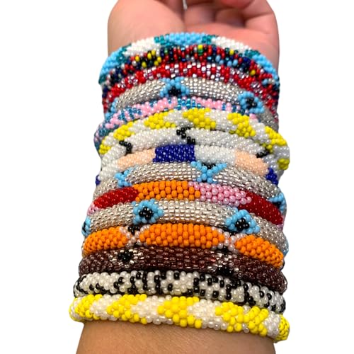 12 Random Mix Crochet Glass Seed Bead Bracelet Nepal Bracelet (ONE Dozen)