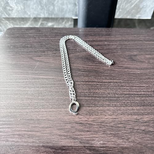 Stainless Steel Initial A-Z Necklace for Men Women,Cuban Chain,Titanium Steel Initial Letter Pendant Charm Necklaces Accessories Jewelry for Woman Man,21 Inch Chain - color: Q