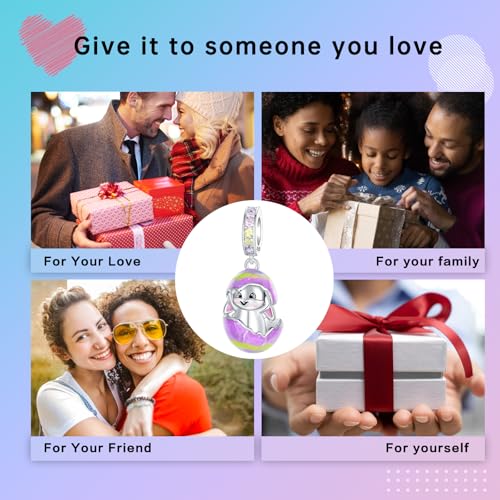 LUXILLA Charms for Bracelets & Necklace 925 Sterling Silver Charms Elephant Happy Birthday Charm Fit for Valentine's Day Mother's Day Jewelry Gift for Women - color: Bunny Easter Egg Charm