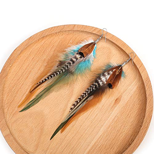 lureme Bohemian Multicolor Pheasant Feathers Dangle Earrings Handmade Natural Feather Earrings (er006314) - style: Style D