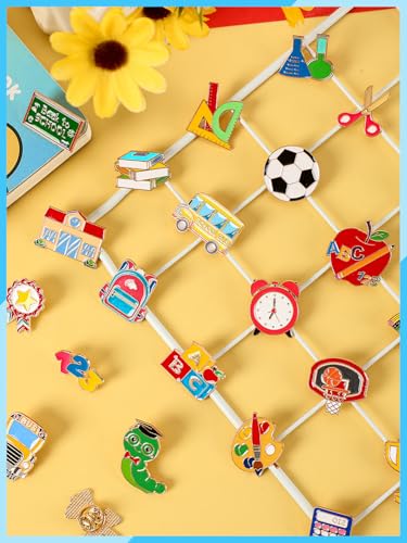 JUNEBRUSHS 28PCS Back to School Enamel Pins Cute Brooch Pins | Welcome Back to School Party, Classroom Favor Supplies, Exchange Gift Clothes Hat Accessories - style: Back to School Style