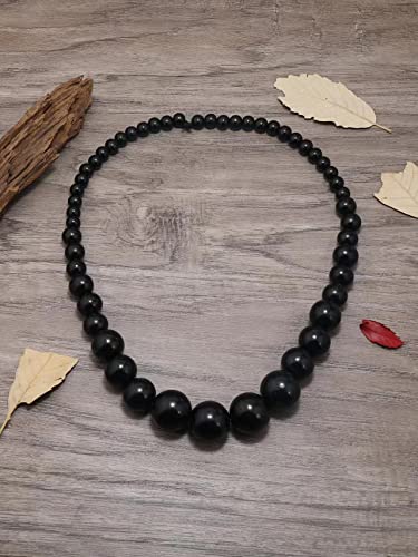COLORFUL BLING Ethnic Large Chunky Wooden Beaded Necklaces Boho African Statement Necklace Handmade Tribal Collar Choker Bib Jewelry - color: long black