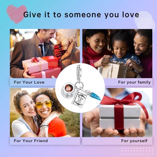 LUXILLA Love You Best Friend Grandma Wife Heart Charm 925 Sterling Silver Charms Fit for Bracelets Necklace Jewelry Gift for Women - color: Book and Coffee Cup Charm