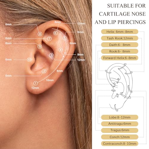 Huggie Hoop Earrings Small Hypoallergenic 14K Gold Plated Huggie Earrings For Women Simple Huggie Stud Earrings - color: Gold2-8/10/12/14mm