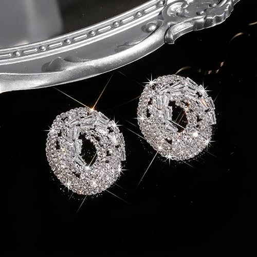 Rhinestone Earrings Dangling for Women Sparkly Silver Dangle Earrings Girls Long Chandelier Earrings Tassel Lightweight Ear Studs Cubic Zirconia (KE001S-W) - color: CZ Oval YXE065S