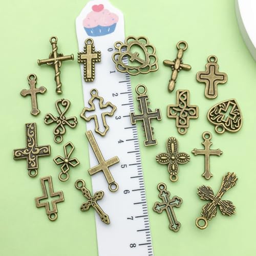 Sailanzi 100pcs Antique Blue Cross Series Pendant Jewelry Making DIY Keychain Earrings Pendant Various Design Charms for Jewelry Making Bracelets Necklace (SN907) - color: SN907