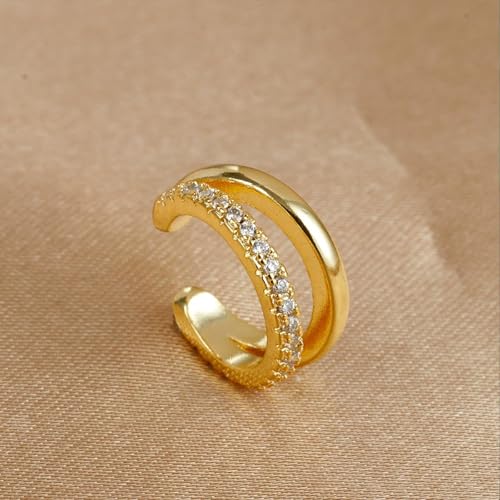 Ear Cuffs Non Piercing Ear Cuff for Women Clip on Huggie Hoop Earrings Gold Fake Earring Cuff with Chain Clips Minimalist Jewelry - color: B2:4pcs gold