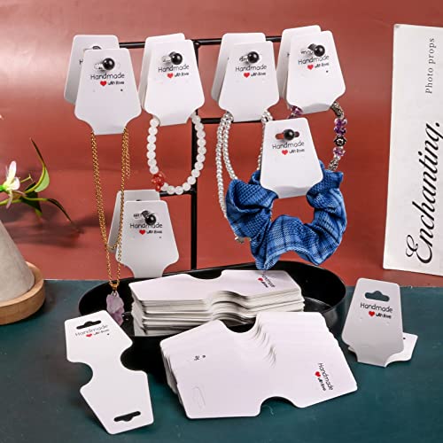 200PCS Bracelet Display Cards Necklace Holder Cards Self Adhesive Jewelry Packaging Selling Card for Small Business (White, 1.8x4.7 inches) - color: White