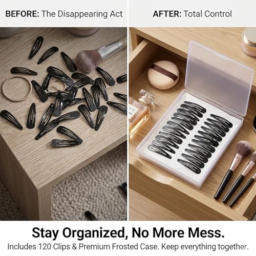 120 Pack Black 2 Inch Barrettes Women Metal Snap Hair Clips Accessories | Non-Slip Snap Clips Hairpins for Thick Hair,Updos, Braids Buns - color: Black