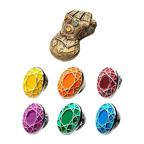 Marvel Comics Unisex Adult Avenger Infinity Gauntlet and 6 Infinity Stones Enamel Lapel Pin Set. Pin Colors: Multi Color. One Size.
