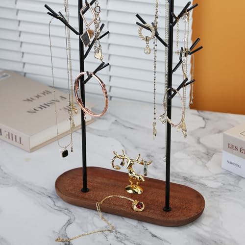 Branch Jewelry Rack Tree Tower Rack Hanging Organizer for Ring Earrings Necklace Bracelet,Suitable for living rooms, bathrooms,offices,etc. - color: E Black