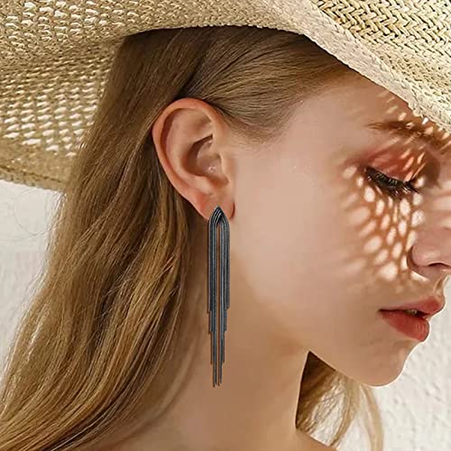 Long Earrings for Women Dangling Black Tassel Earrings Fringe Earrings Formal Elegant Earrings Bridesmaid Jewelry - style: Black