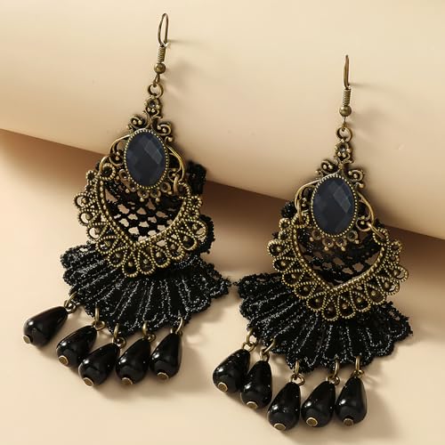 iWenSheng Halloween Costumes Jewelry for Women - Steampunk Black Lace Choker Necklace Gothic Jewelry Accessories, Vampire Choker Necklace Costume for Teen Girls - color: Black