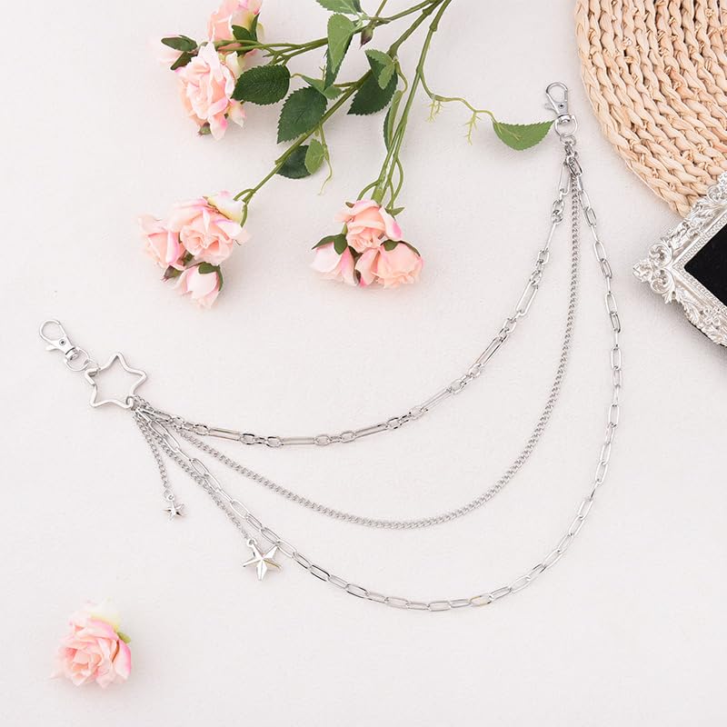 Goth Pants Chain Charms for Women Men Punk Layered Jean Chains Gothic Y2k Pocket Chain for Women Hip Hop Waist Chains - color: Star3