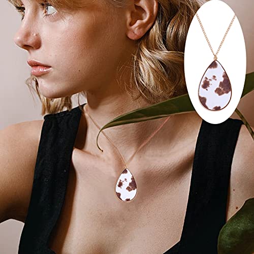Ornaland 4 Pcs Leather Earrings Necklace Bracelet Set Print Earrings Faux Leather Necklace Multi-Layer Bracelet Jewelry Set Gifts for Women - color: A10