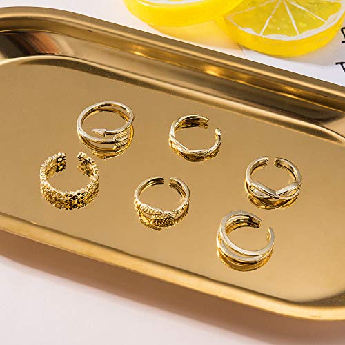 TOBENY 12PCS Gold Toe Rings for Women Non Tarnish Adjustable Open Set | Rose Black Waterproof Toe Ring Set, Sterling Silver Toe Rings, Flower Arrow Tail Band, Dainty Summer Beach Foot Jewelry - color: B-Gold