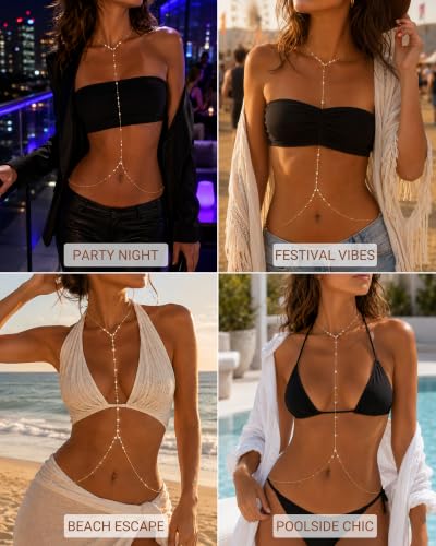 Sexy Rhinestone Bra Chain Chest Bracket Bikini Nightclub Crystal Rave Body Chain For Women Body Jewelry - color: GOLD9