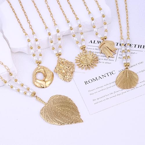 2 PCs Gold Plated Necklace Set for Women - Non Tarnish Jewelry Gift with Fashion Design - style: 2 PCs: Cell