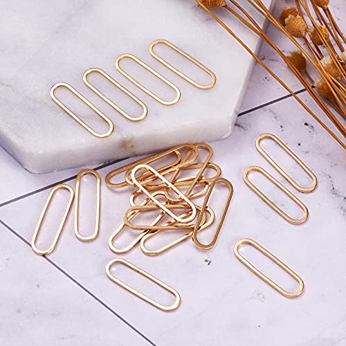 100Pcs 18K Gold Plated Charms Oval Connector Charms Linking Rings Hollow Frame Pendants Earring Hoops Open Bezel Pendants for Earrings Bracelet Necklace Macrame Making - color: 18K Gold Plated