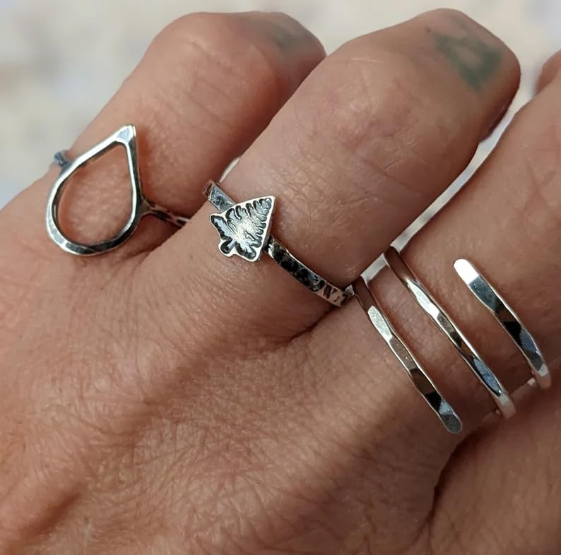 925 Sterling silver double wrap ring, hammered wraparound, spiral, bypass ring, Thumb Band Ring, Statement Handmade Ring, Gift for her