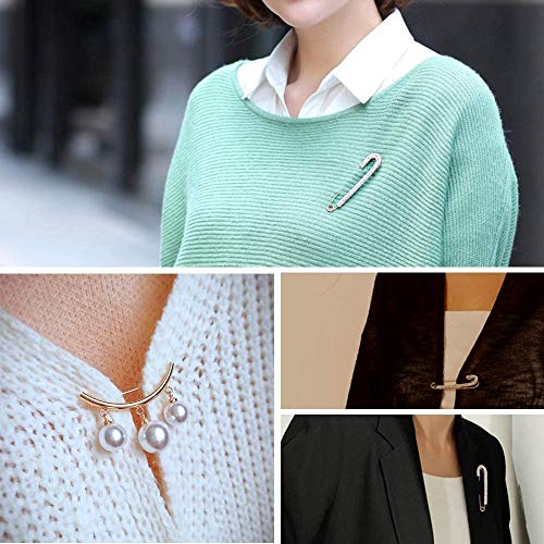 14 PCS Brooch Pins Faux Pearl Safety Pins Sweater Shawl Clips Vintage Shirts Dresses Cardigan Collar Brooches Pins Set