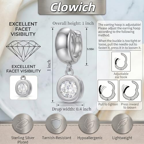 Dangle Flower Gold Earrings for Women, Trendy Statement Hoop Earrings, Gold Floral Drop Earrings Jewelry for Gifts - color: Circular 925 SilverCZ