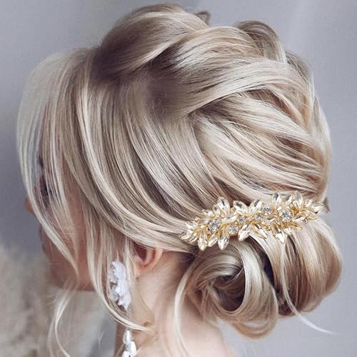 4pcs Rhinestone Gold Pearl Leaf Wedding Hair Clips Silver New Bride Bridesmaid Spring Clips