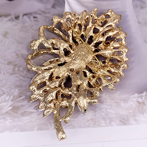 SELOVO Big Large Flower Bow Brooch Scarf Decoration Brooch Pin Gold Tone - color: purple